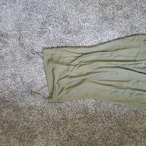 Olive Green Cowl Neck Satin Slip Dress